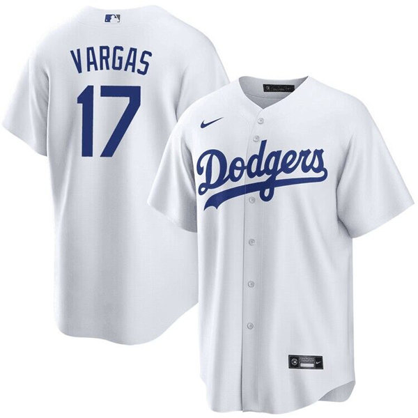 Men's Los Angeles Dodgers #17 Miguel Vargas White Cool Base Stitched Baseball Jersey Men's Los Angeles Dodgers #17 Miguel Vargas White Cool Base Stitched Baseball Jersey